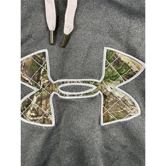 Under Armour Realtree Storm Hoodie Womens Size Large Gray/Pink Camo Hunting - Picture 2 of 6